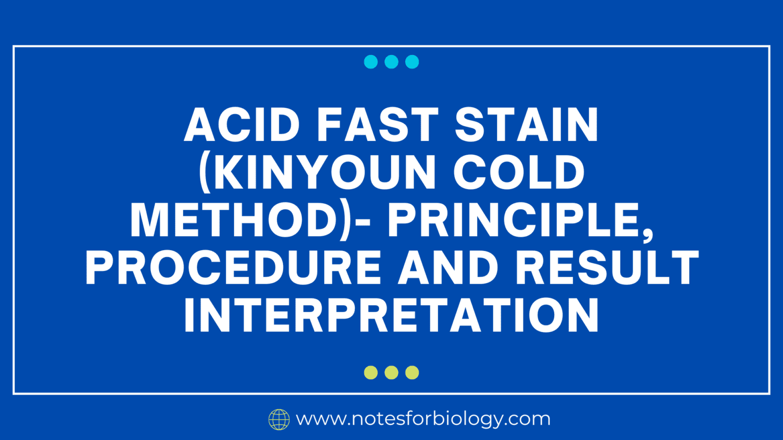 Acid Fast Stain (Kinyoun Cold Method)