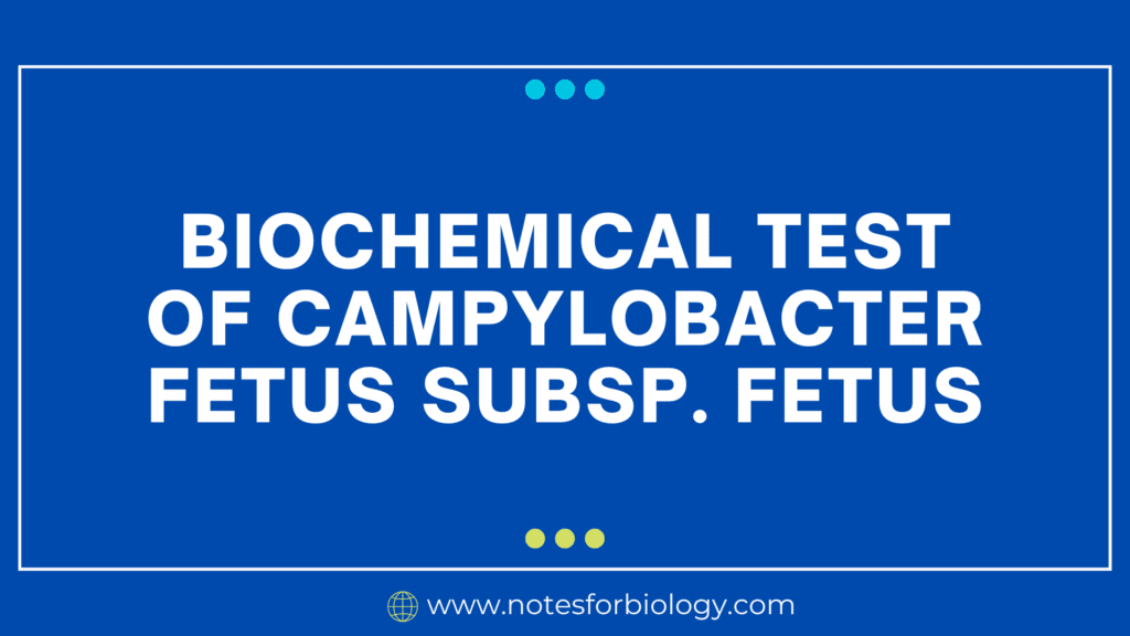 Biochemical Test of Campylobacter fetus subsp. fetus