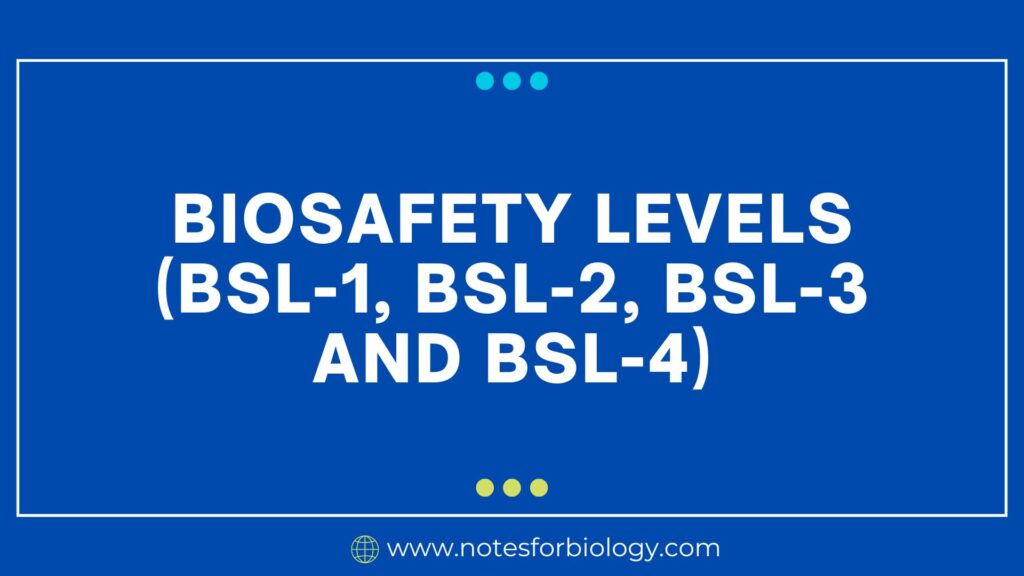 Biosafety Levels (BSL-1, BSL-2, BSL-3 and BSL-4)