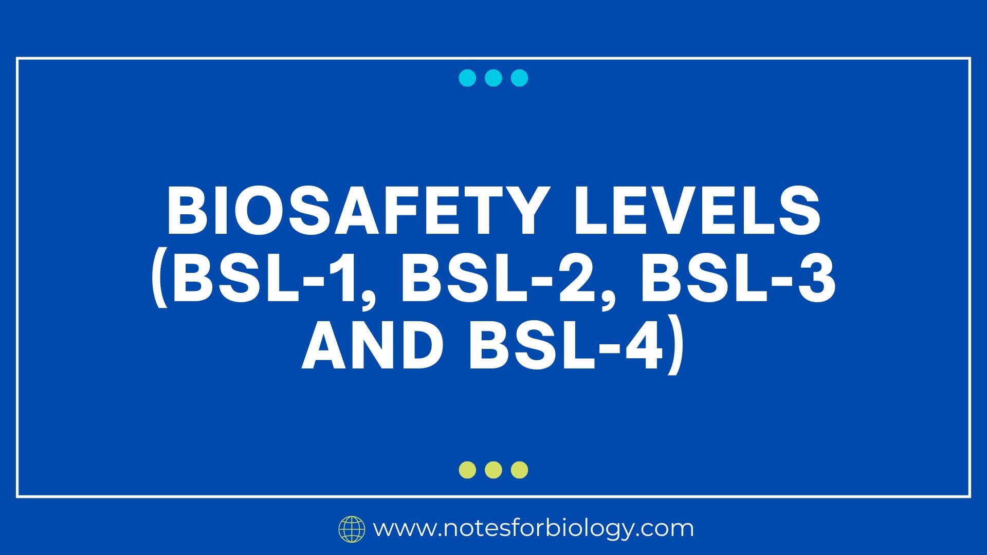 Biosafety Levels (BSL-1, BSL-2, BSL-3 And BSL-4)