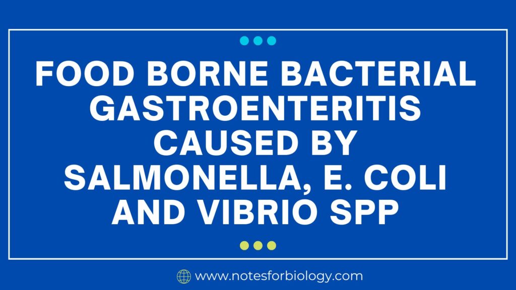 Food borne bacterial gastroenteritis caused by Salmonella, E. coli and Vibrio spp