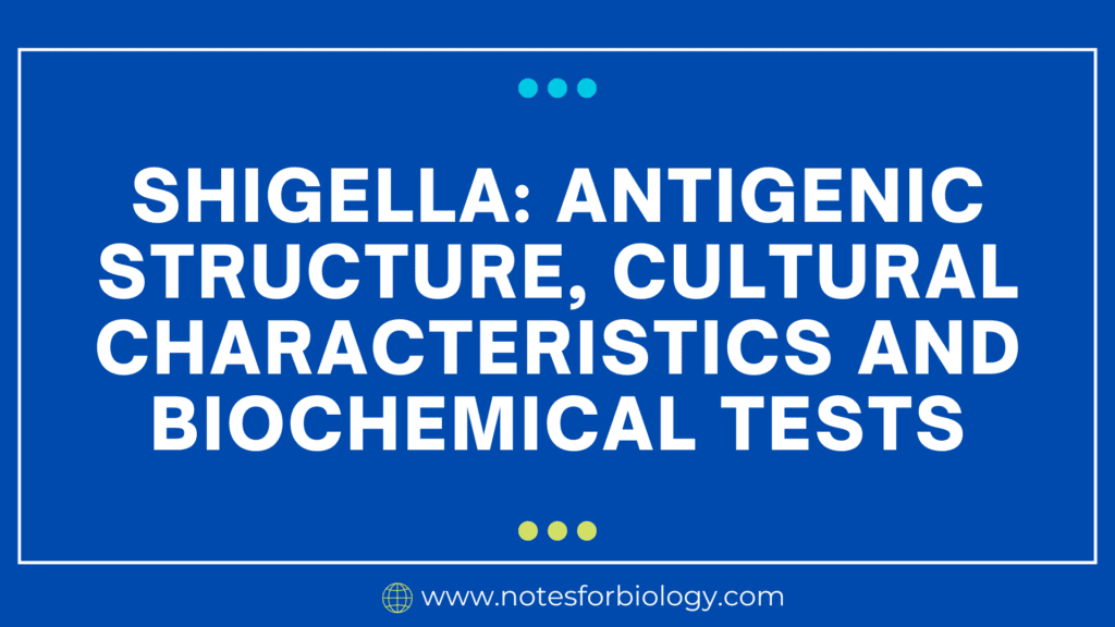Shigella antigenic structure, cultural characteristics and biochemical tests