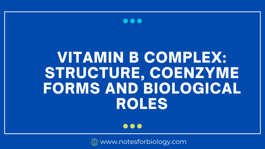 Vitamin B complex Structure, coenzyme forms and Biological roles