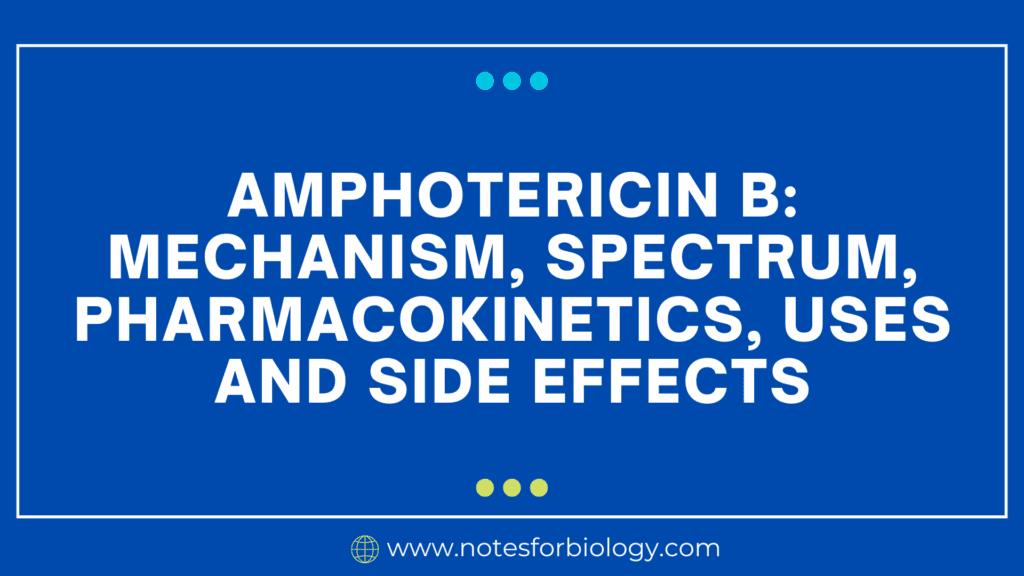 Amphotericin B mechanism, spectrum, pharmacokinetics, uses and side effects