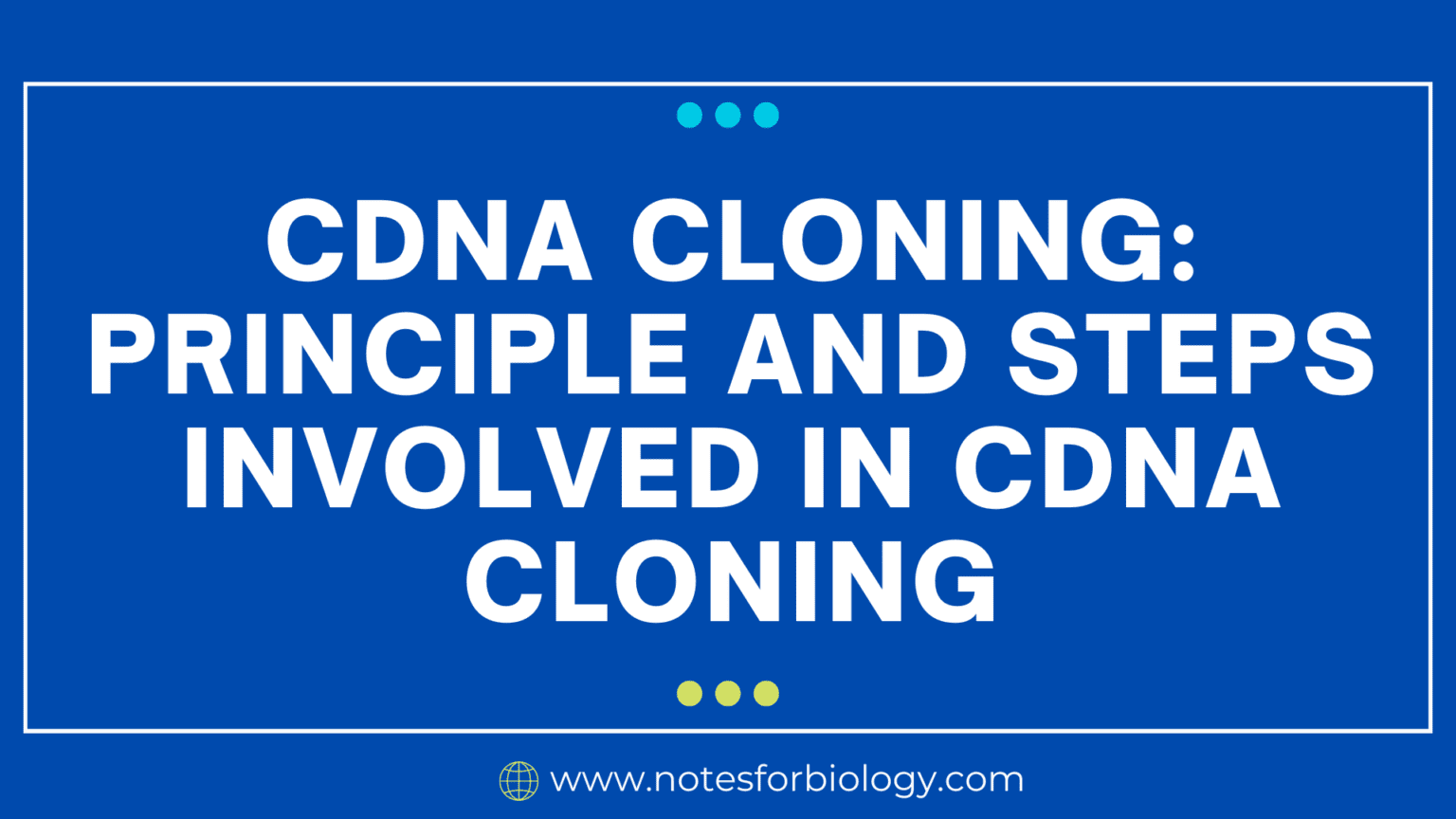 cDNA cloning Principle and steps involved in cDNA cloning